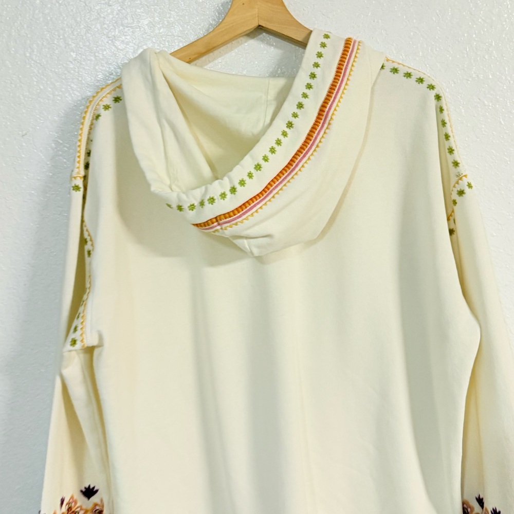 Driftwood Cotton Sweatshirt Zip Jacket Embroidered Teddy Hoodie Ivory size XL - Picture 10 of 14